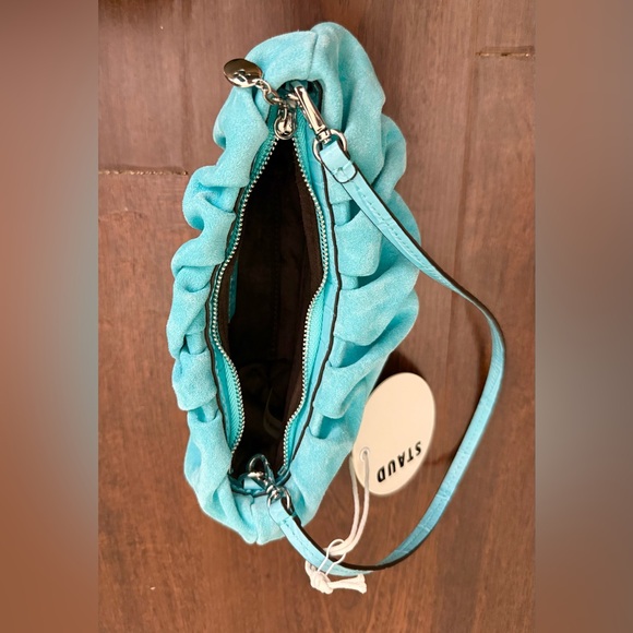 NWT STAUD Bean Convertible Suede Shoulder Bag in Crystal Water fall, Turquoise - Picture 6 of 14